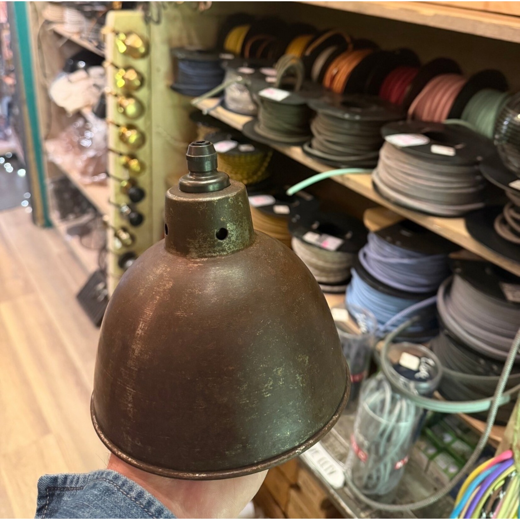 IRON RANGE Small Raw RUSTY Metal Light Shade Antique Iron (30mm Hole - fits our bayonet and E14 with grip or sits on top of the E27 lampholders )