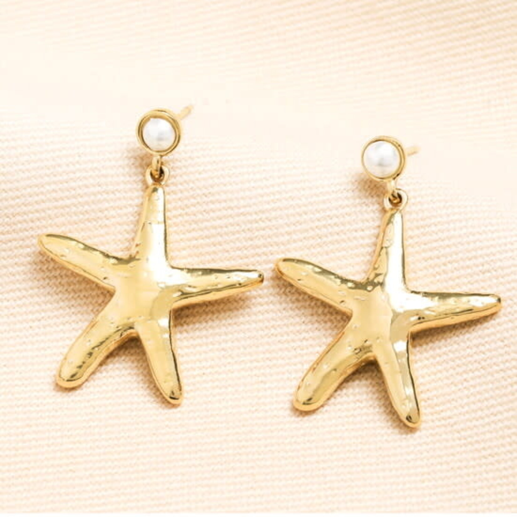 Lisa Angel Stainless Steel Starfish Drop Earrings in Gold