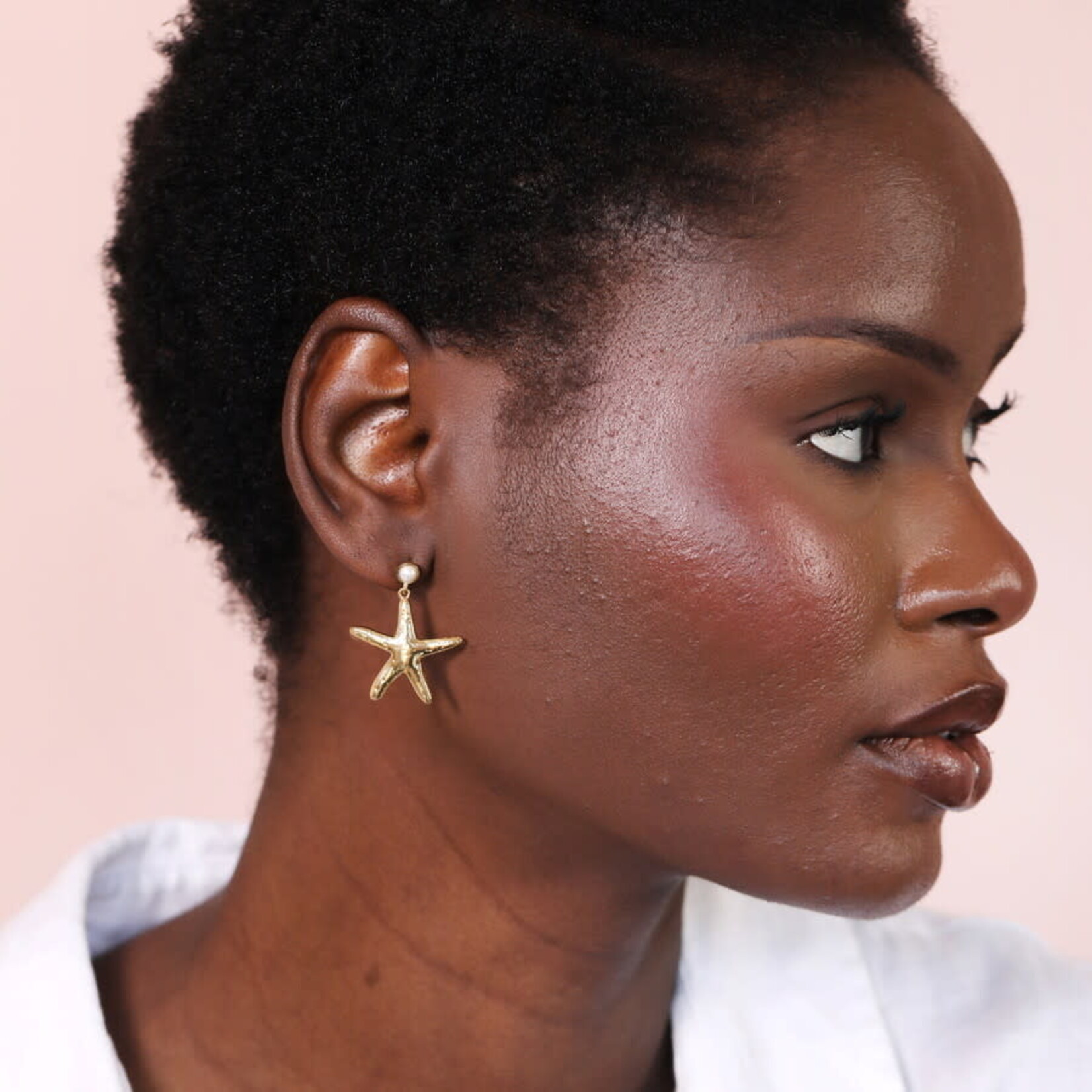 Lisa Angel Stainless Steel Starfish Drop Earrings in Gold