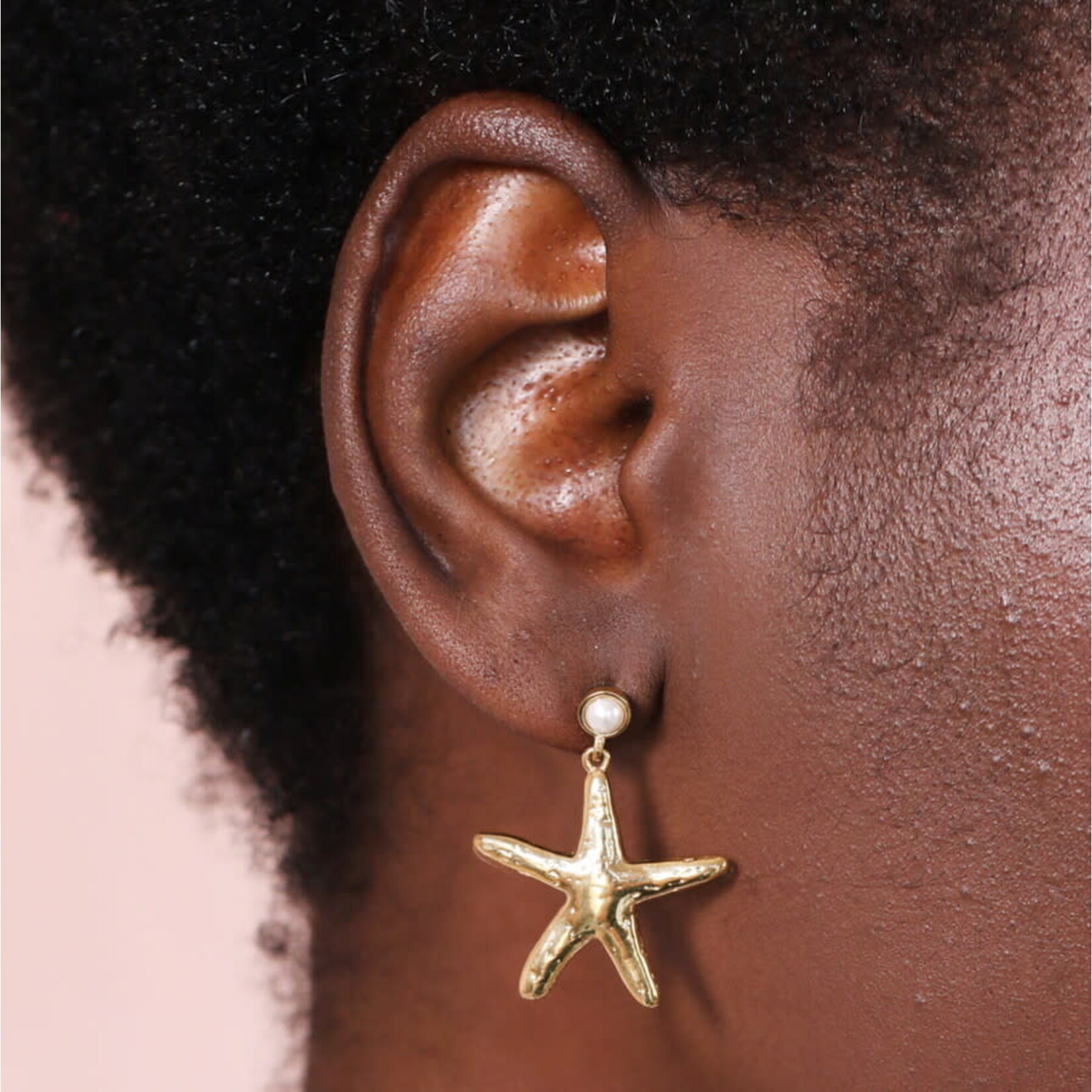 Lisa Angel Stainless Steel Starfish Drop Earrings in Gold