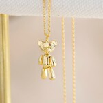 Lisa Angel Dancing Teddy Bear Pendant Necklace in Gold