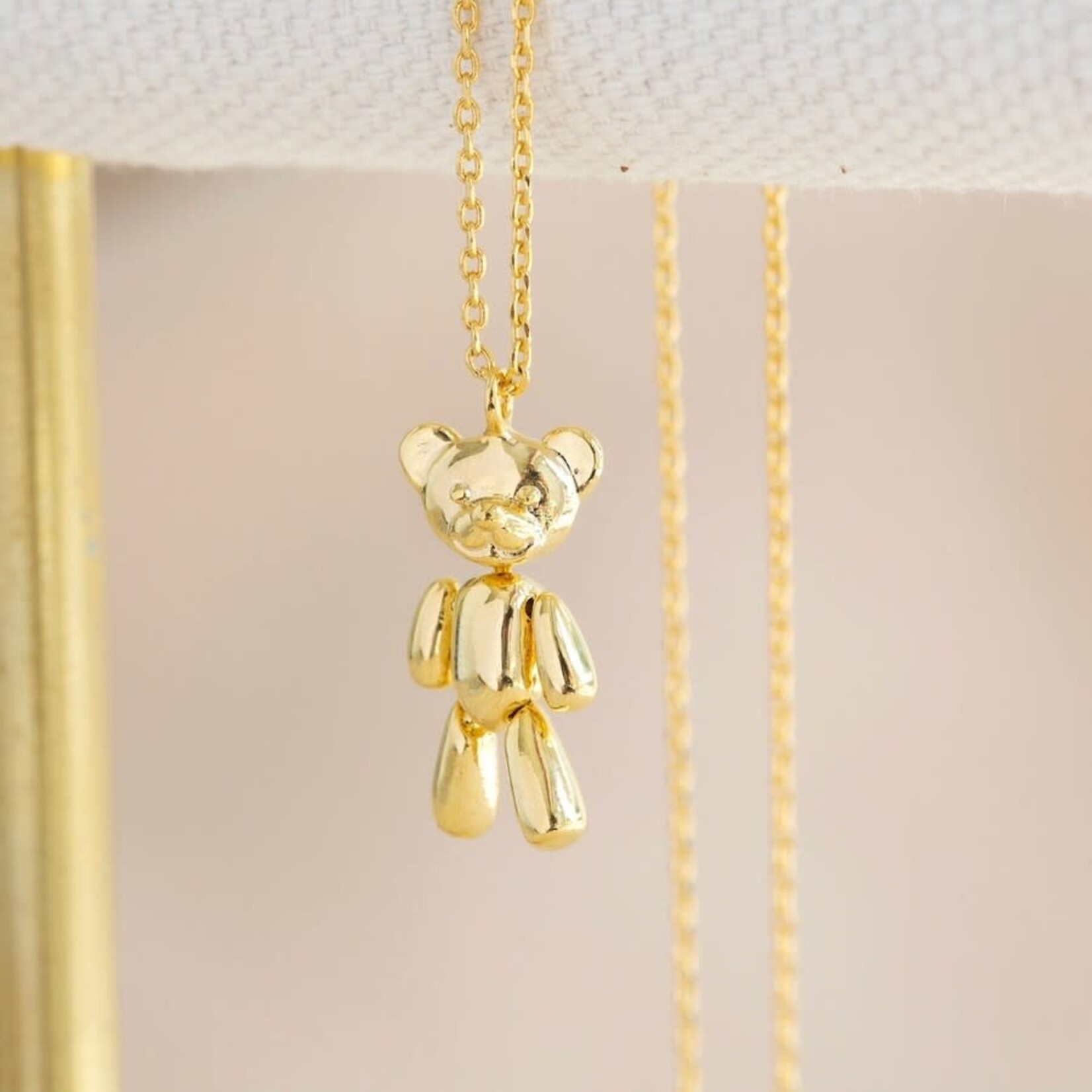 Lisa Angel Dancing Teddy Bear Pendant Necklace in Gold