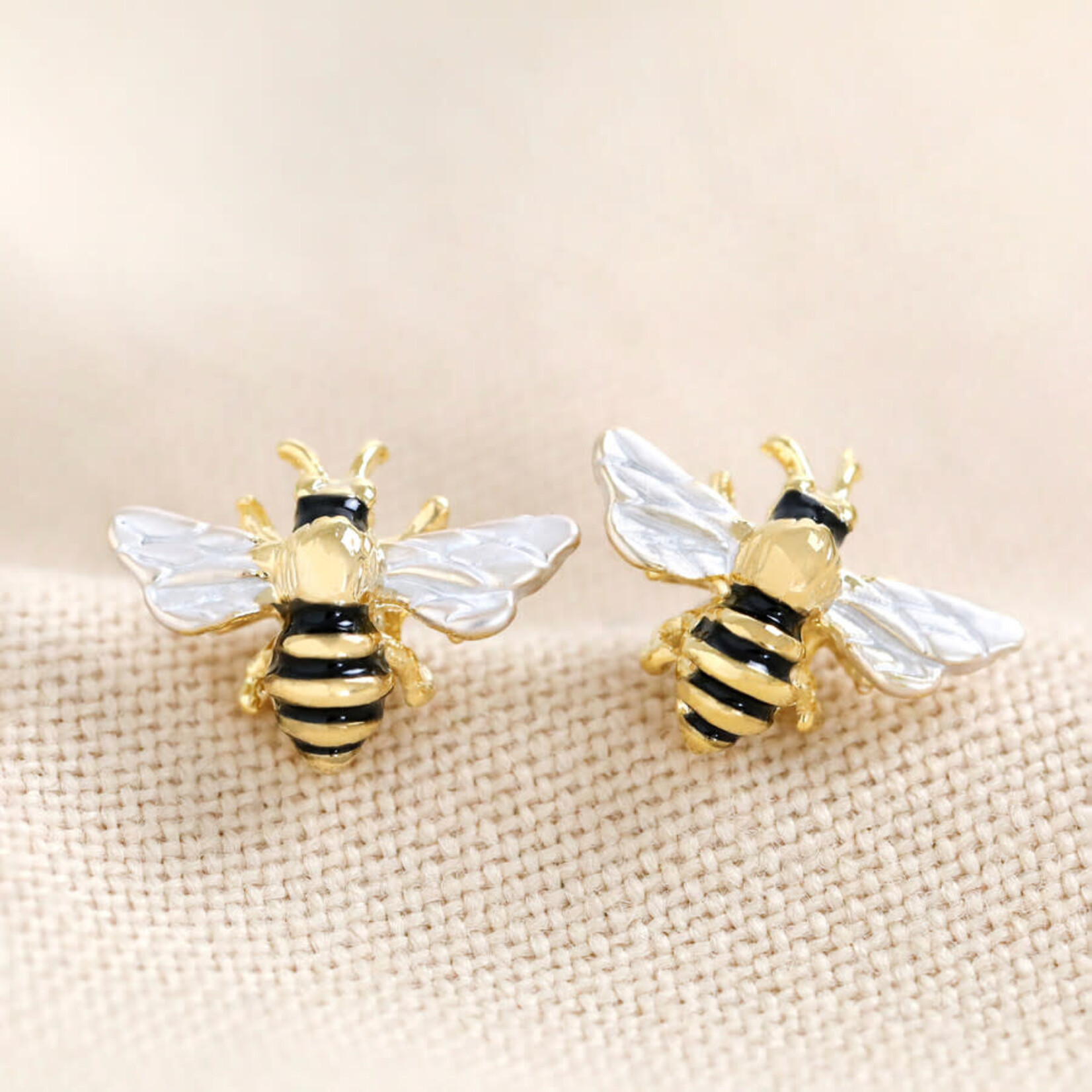 Lisa Angel Gold Enamel Bumble bee Stud Earrings