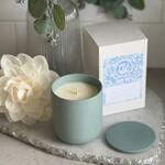 Heaven Scent Bon Vie LIME BASIL AND MANDARIN Peacock Green Ceramic Candle With Lid