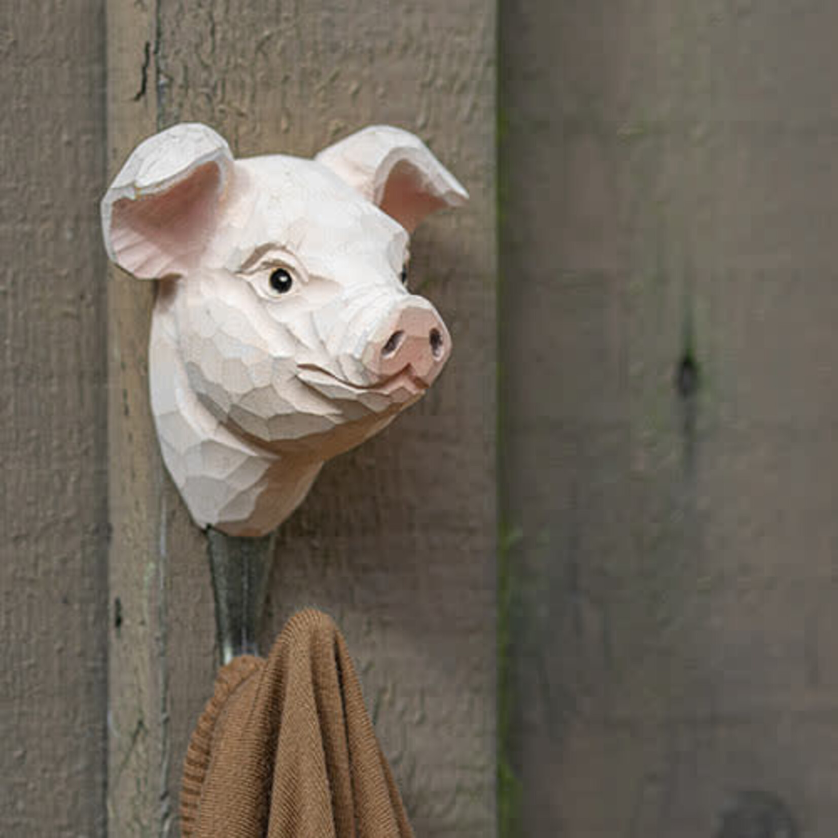Wildlife Garden Wooden Hook Pig