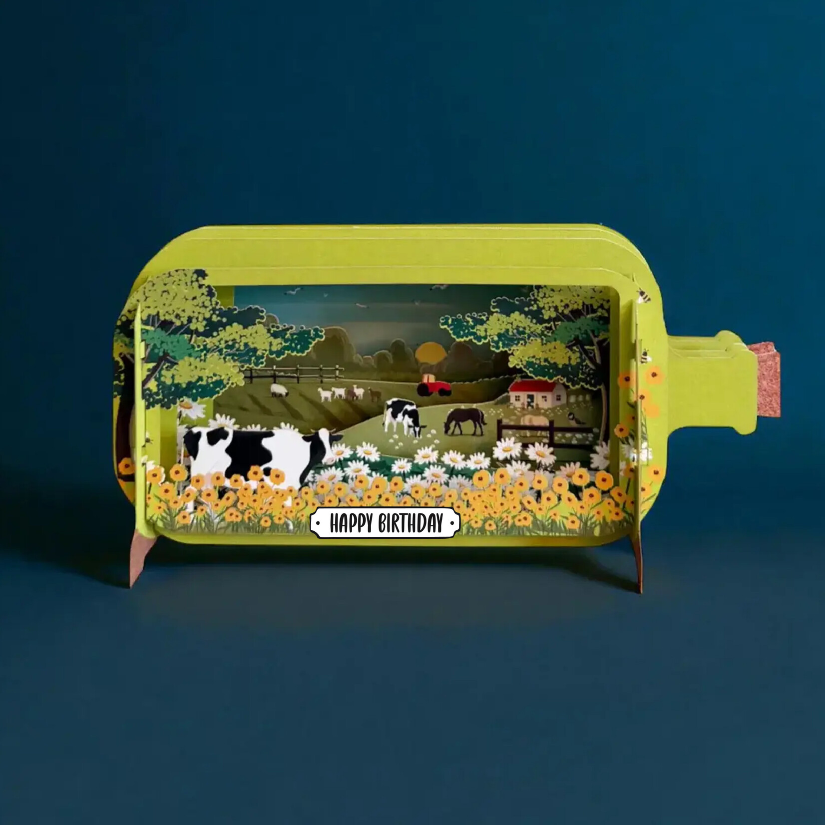 AllJoy Design Farm 3D Green Bottle Pop Up Card