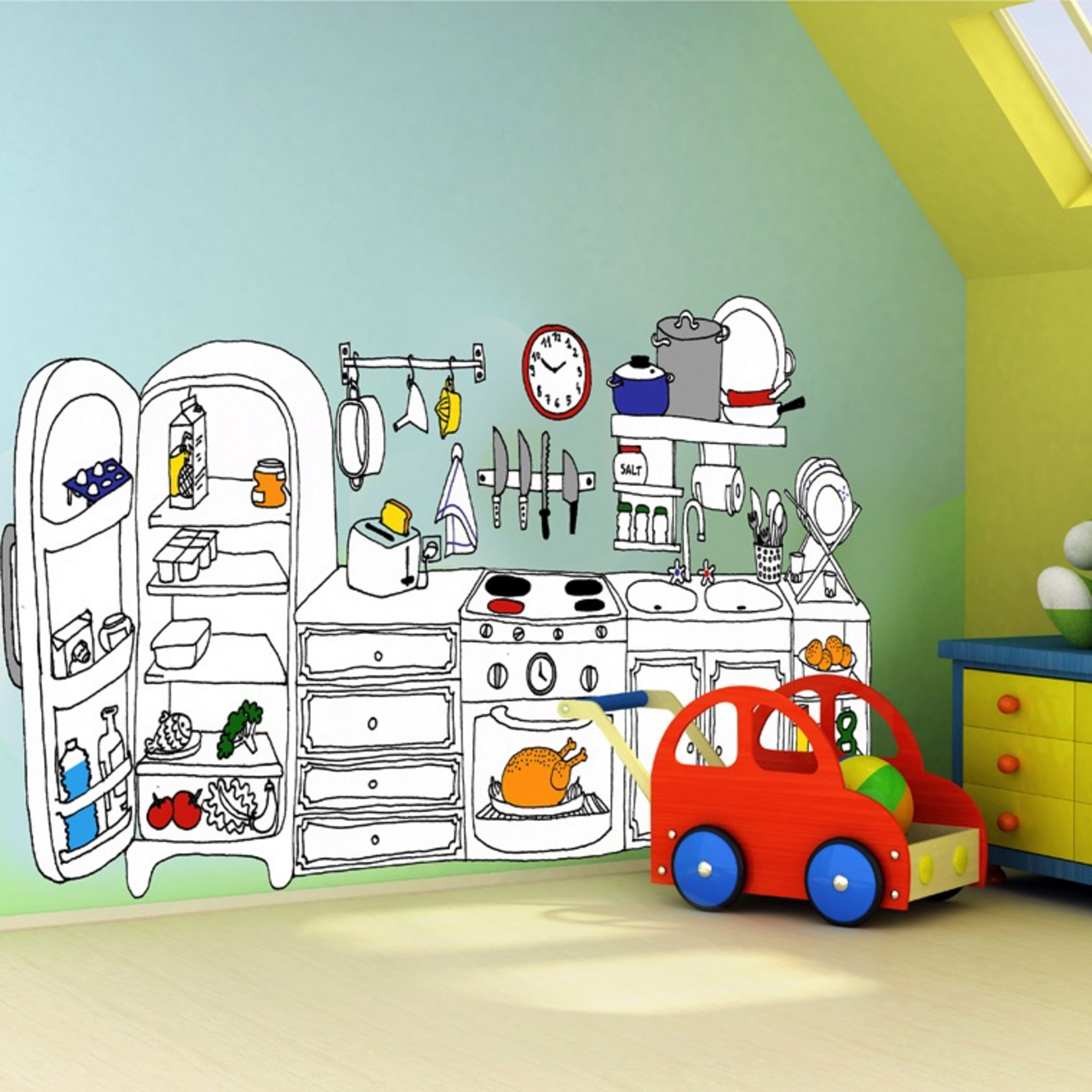 Chispum Kitchen Illustration Cooking Wall Sticker