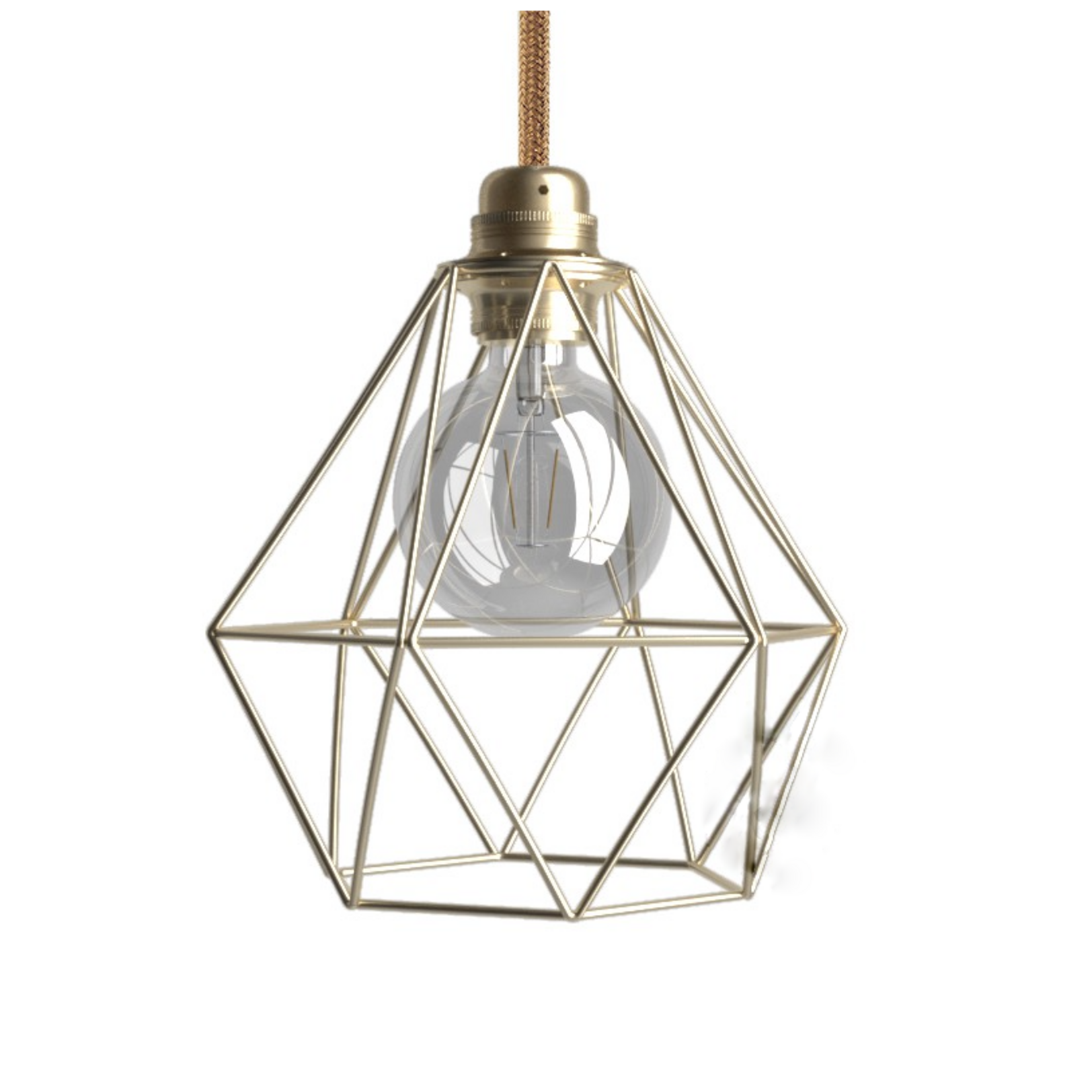 CCIT Small Diamond Gold Wire Geometric Lampshade Brass Colored