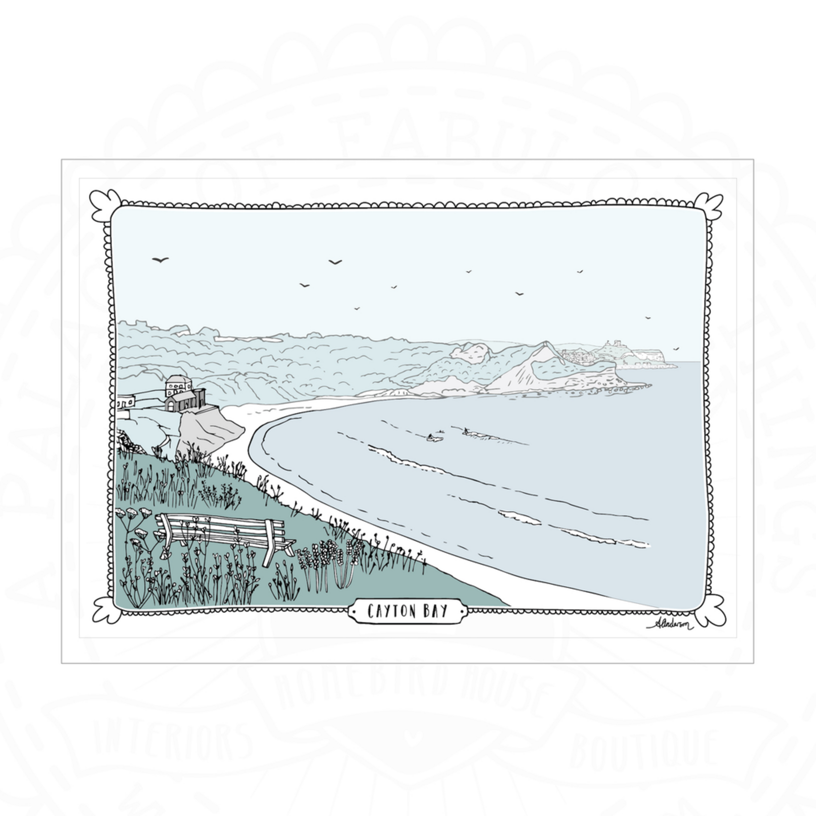 Homebird Art Alex Anderson Duck Egg CAYTON BAY Illustration