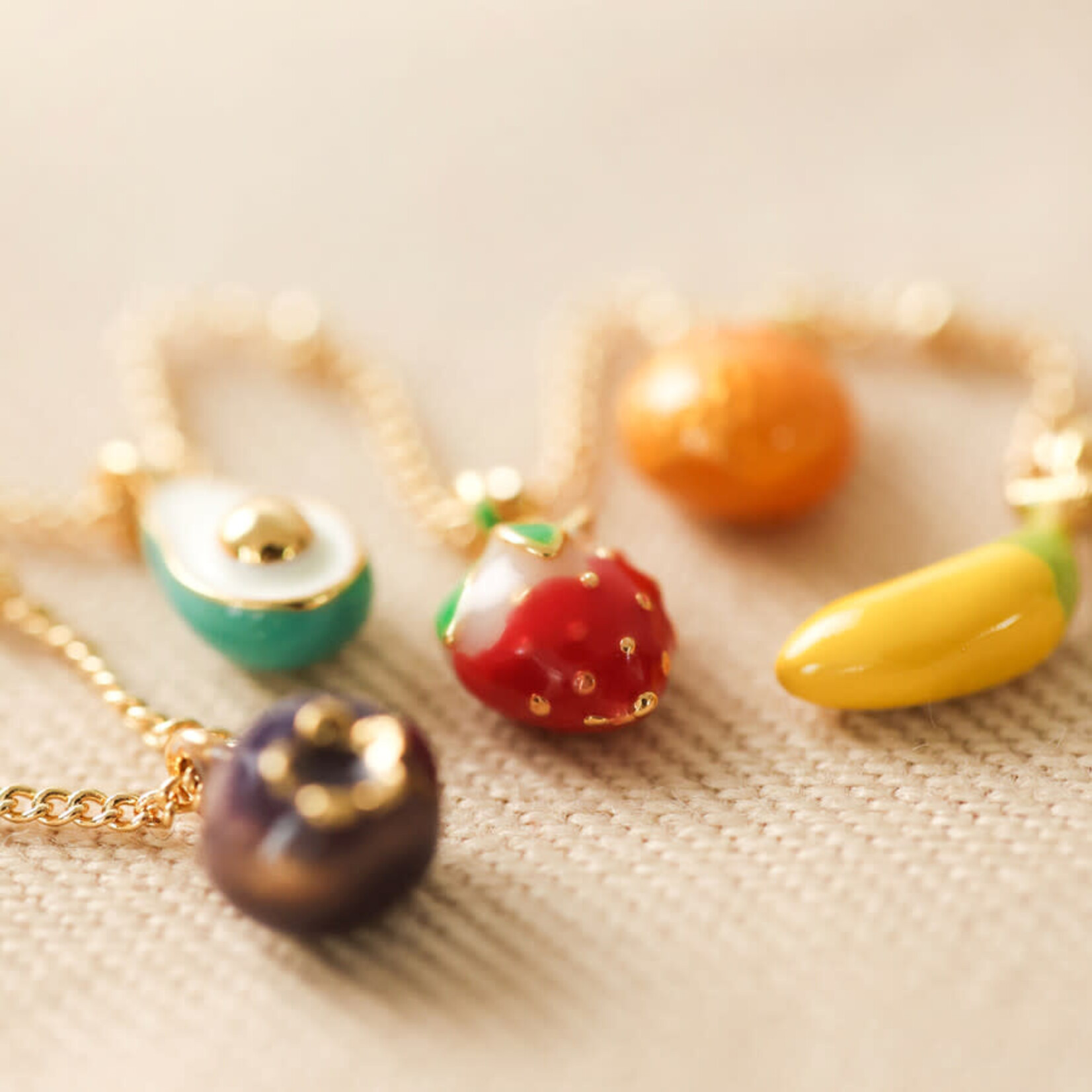 Lisa Angel Enamel Fruit Charm Necklace in Gold
