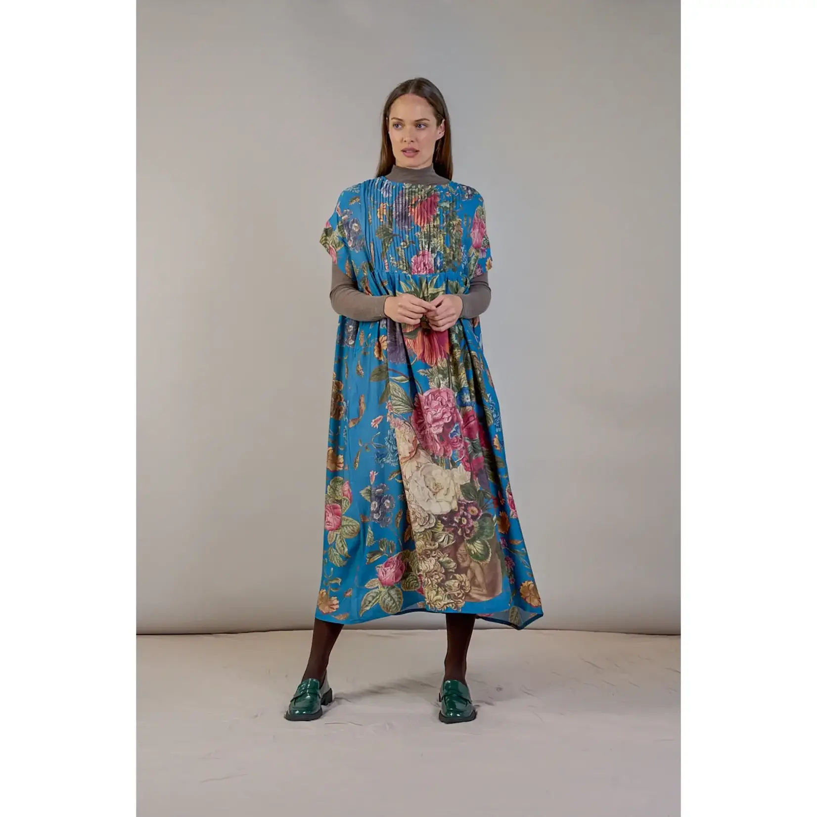 ONE HUNDRED STARS Primula Teal Pleat Dress