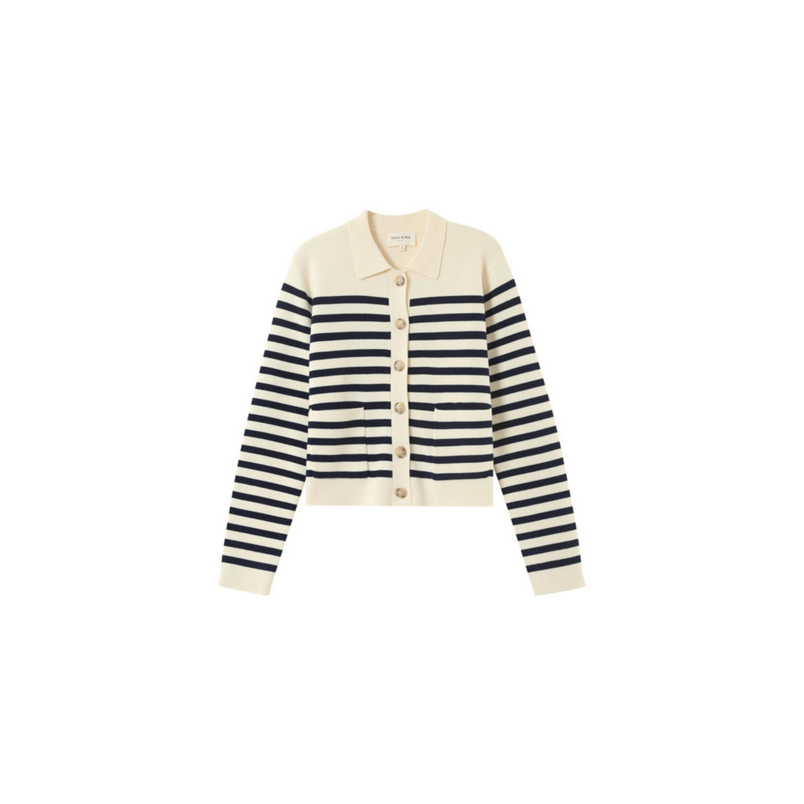 Grace & Mila Rayures Ecru Pam Cardigan