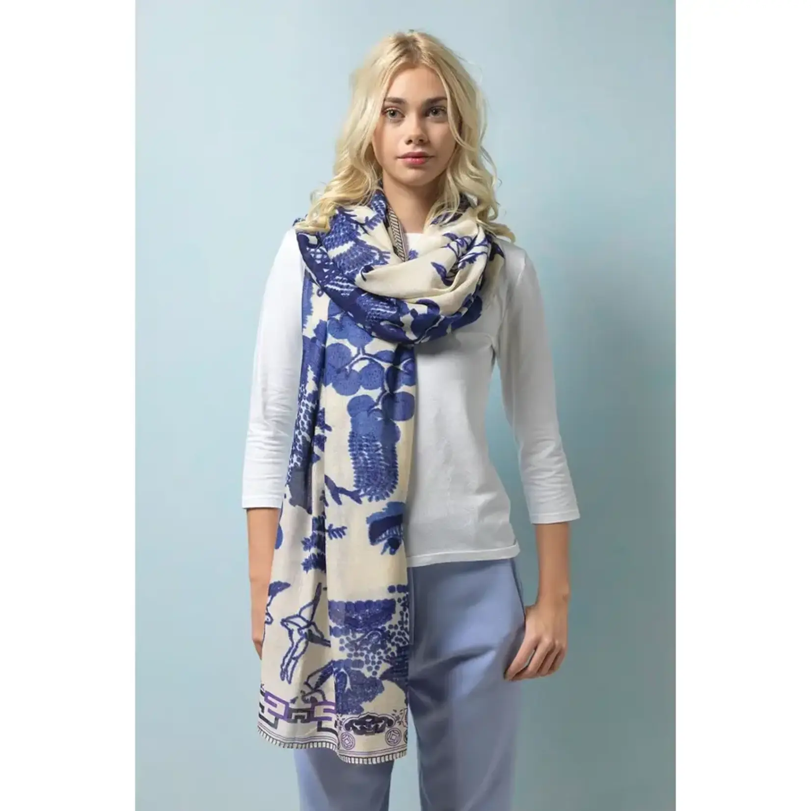 ONE HUNDRED STARS Giant Willow Blue Scarf