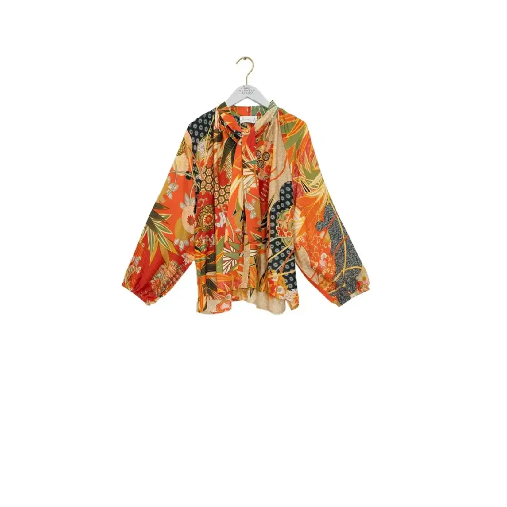 ONE HUNDRED STARS Fans Scarlet Pussy Bow Blouse