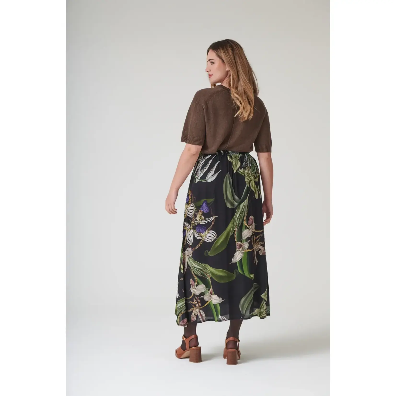 ONE HUNDRED STARS Orchid Black A-line Maxi Skirt
