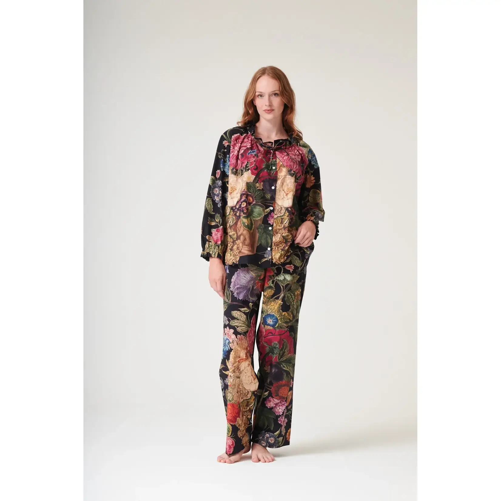 ONE HUNDRED STARS Primula Black Poplin Pyjama Set