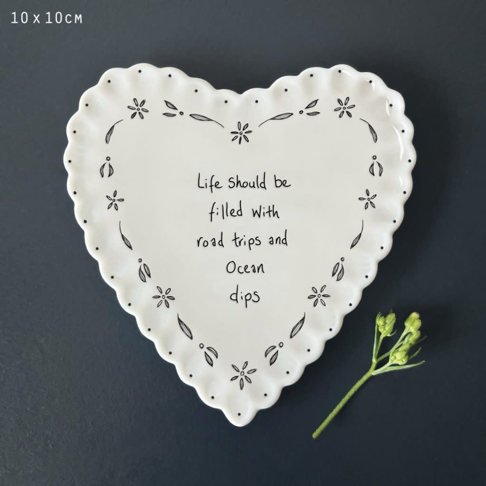 East of India Life filled with ocean dips Heart scallop coaster