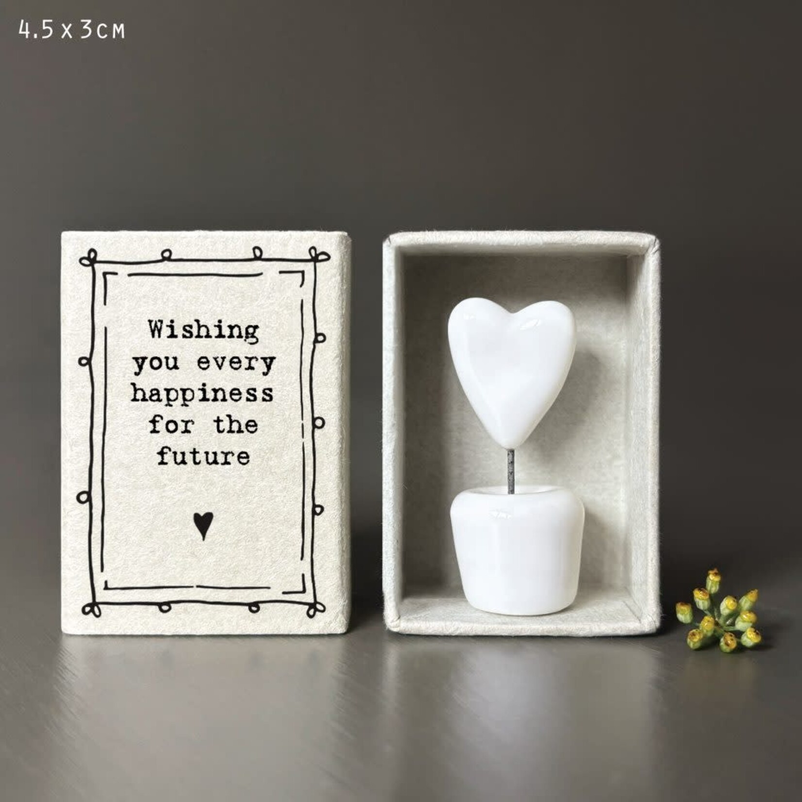 East of India Wishing you every Happiness Heart Plant Matchbox