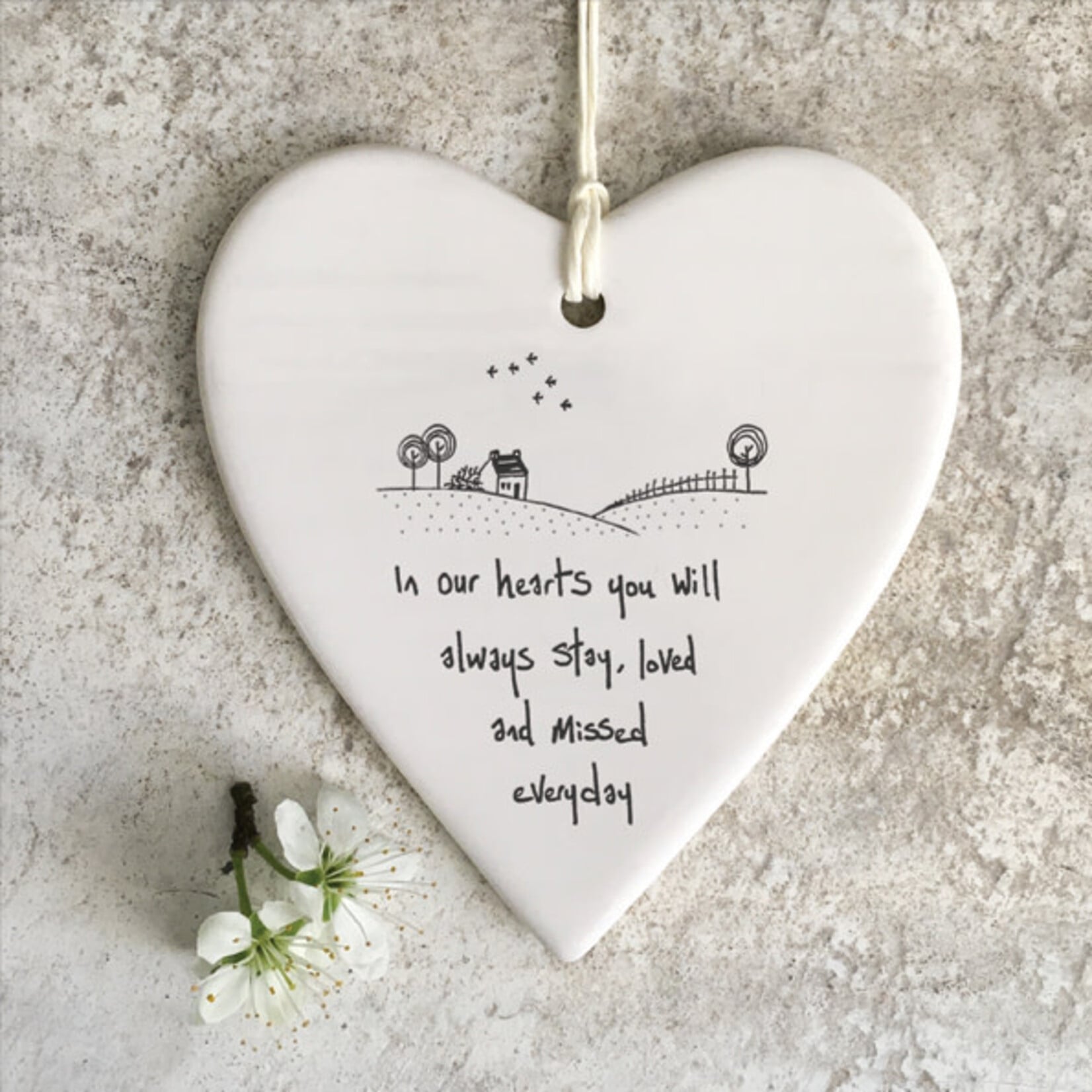 East of India Porcelain Hanging Heart In our hearts
