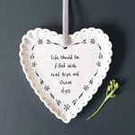 East of India Scalloped Hanging Heart Life filled road trips