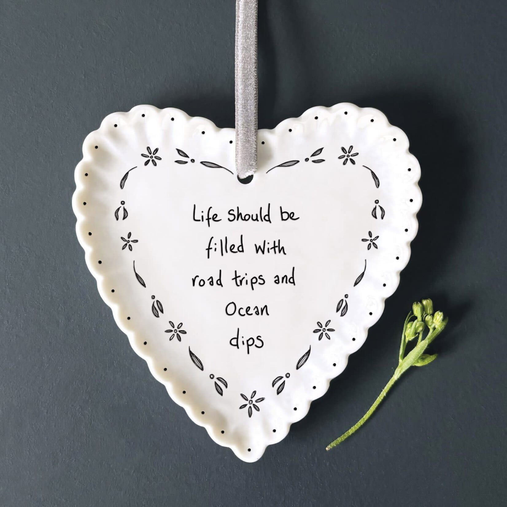 East of India Scalloped Hanging Heart Life filled road trips