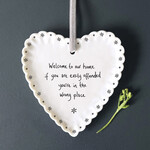 East of India Scalloped Hanging Heart Welcome to offended home