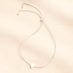 Lisa Angel Stainless Steel Heart Adjustable Bracelet in Silver