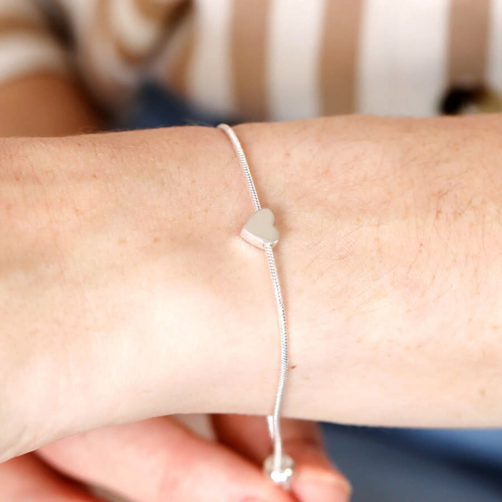 Lisa Angel Stainless Steel Heart Adjustable Bracelet in Silver