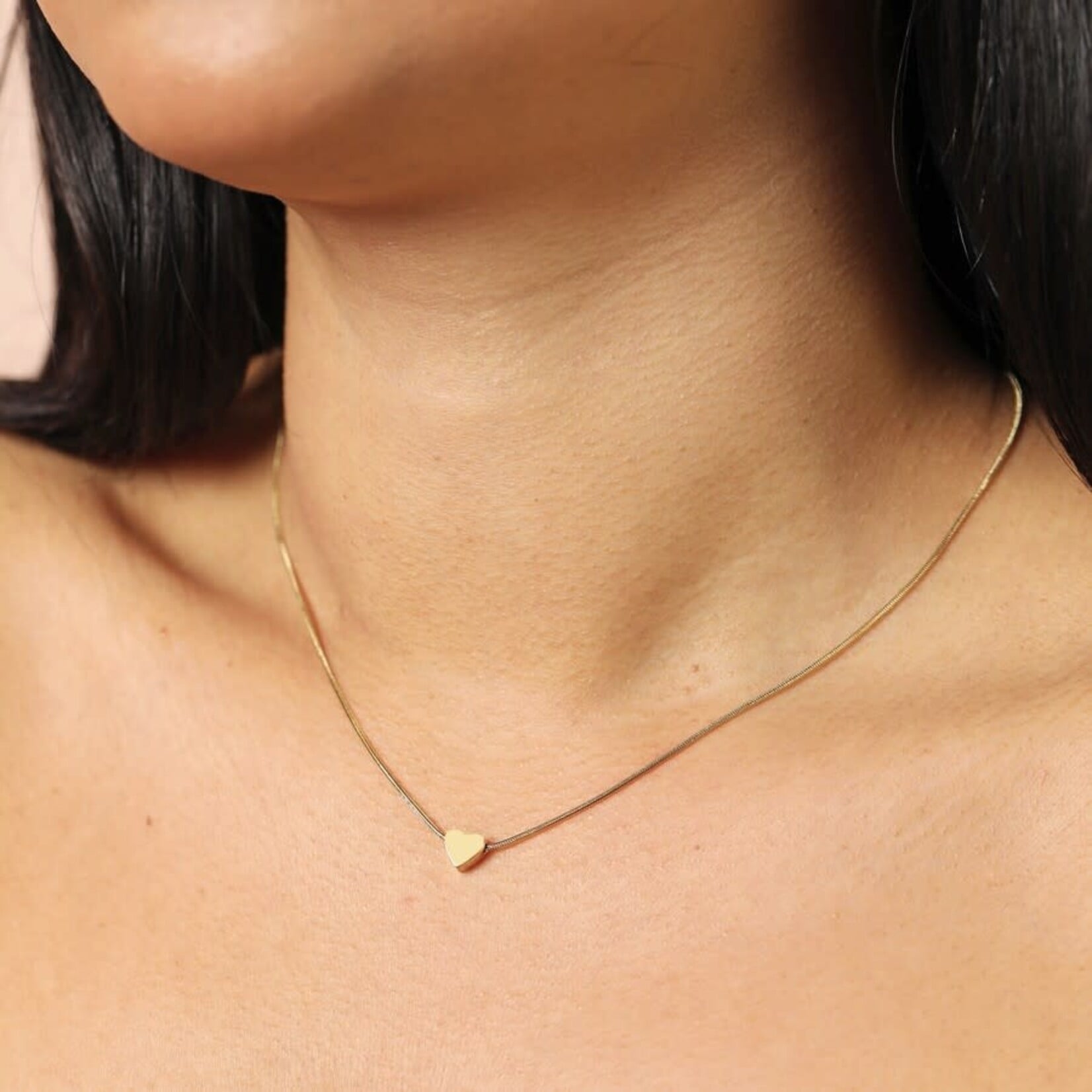 Lisa Angel Stainless Steel Mini Heart Pendant Necklace in Gold