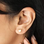 Lisa Angel Sterling Silver Mother of Pearl Heart Stud Earrings in Gold