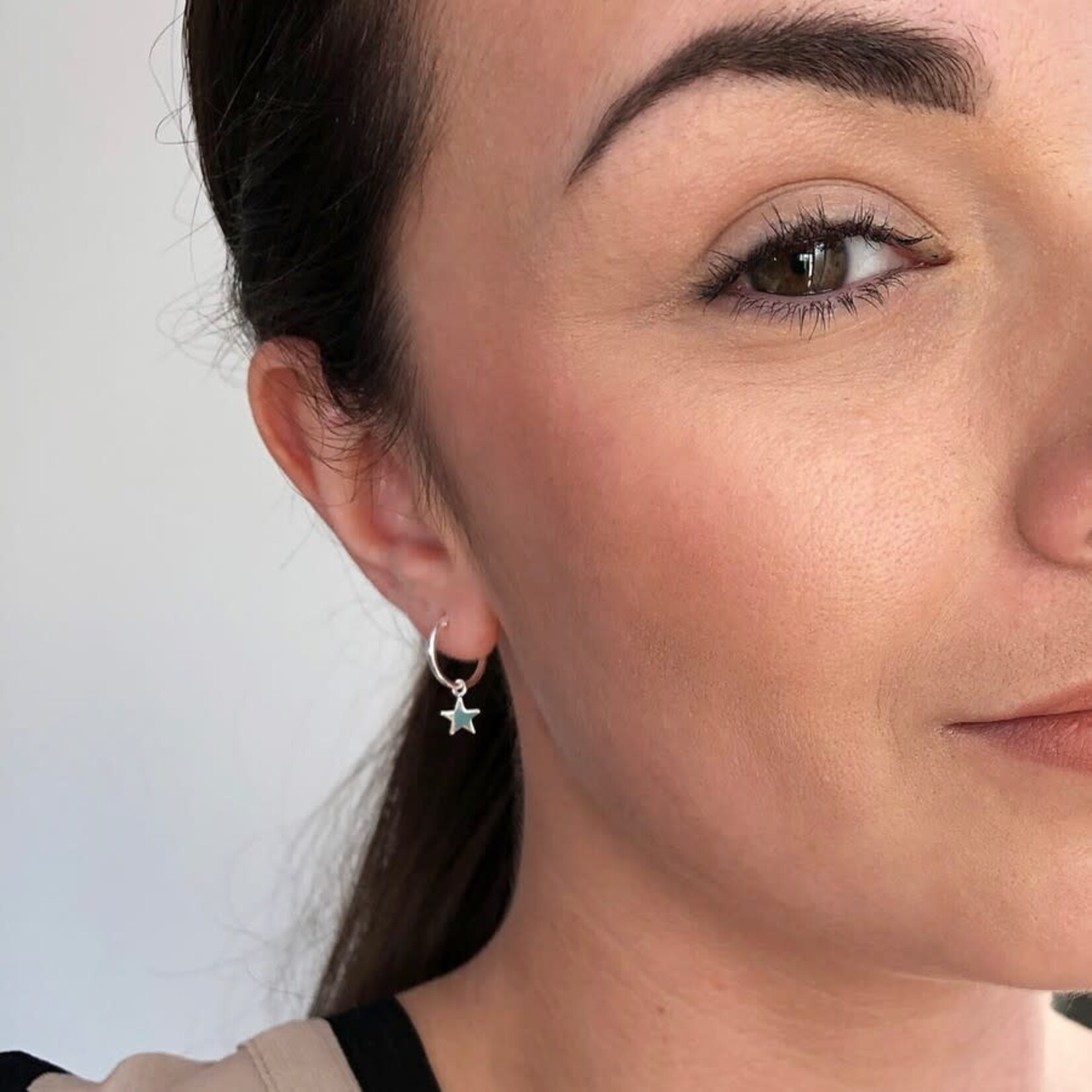 Lisa Angel Sterling silver tiny Star Hoop earrings