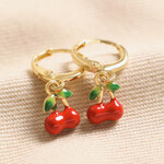 Lisa Angel Enamel Cherry Huggie Hoop Earrings in Gold