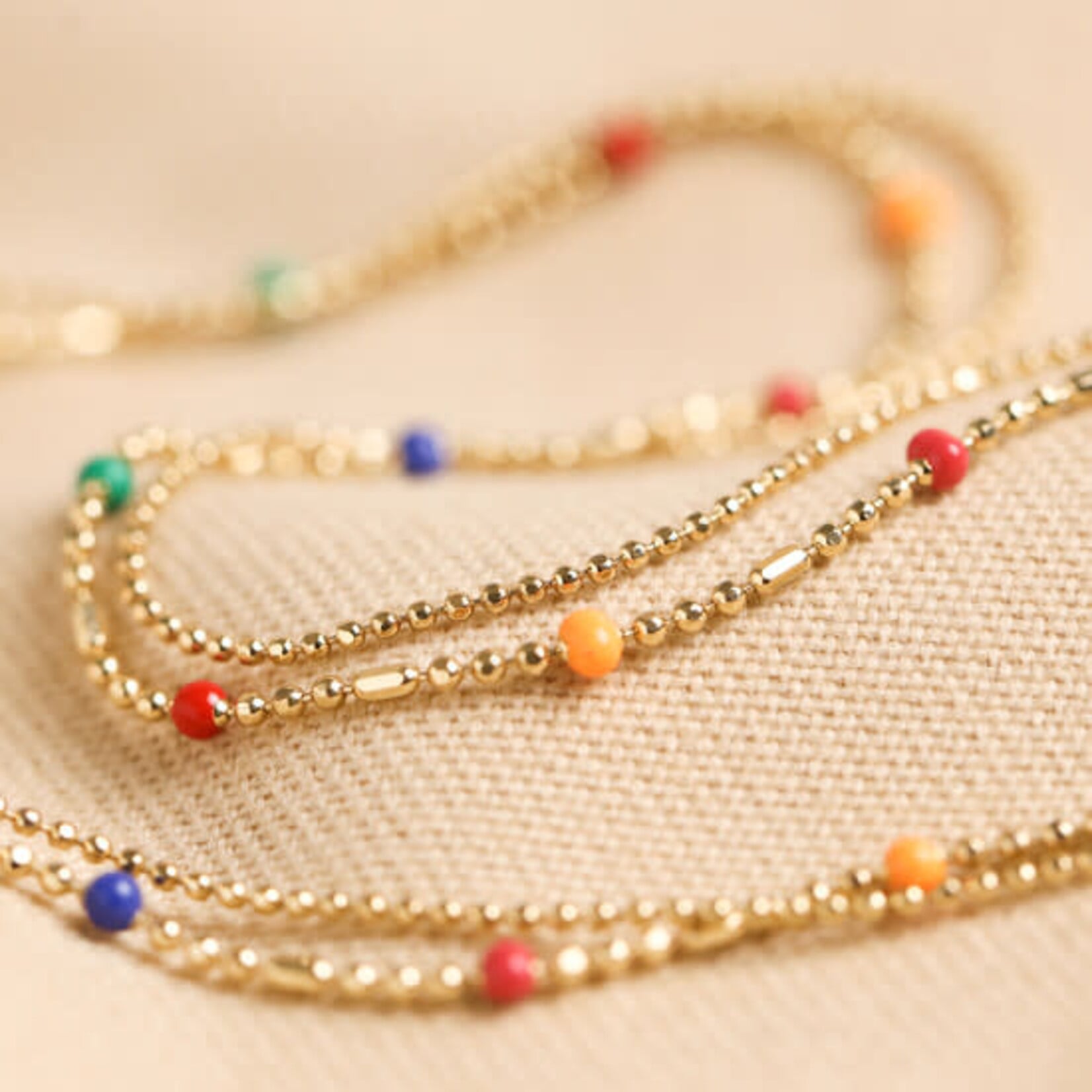 Lisa Angel Rainbow Enamel Ball Chain Layered Necklace in Gold