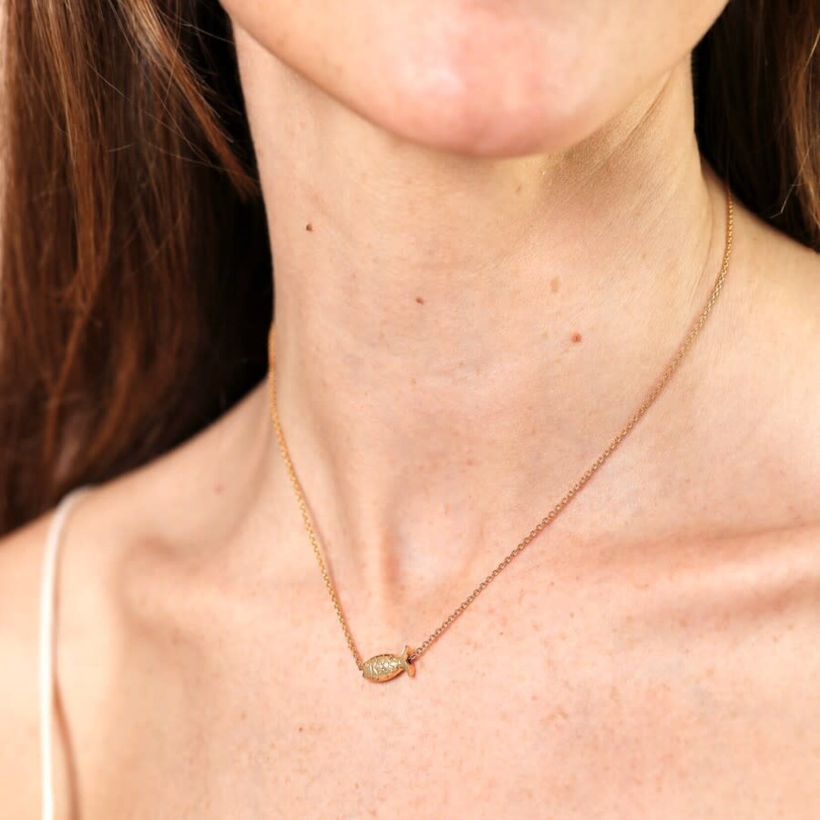 Lisa Angel Fish Pendant Necklace in Gold