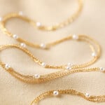 Lisa Angel Tiny Seed Pearl Layered Chain Necklace in Gold