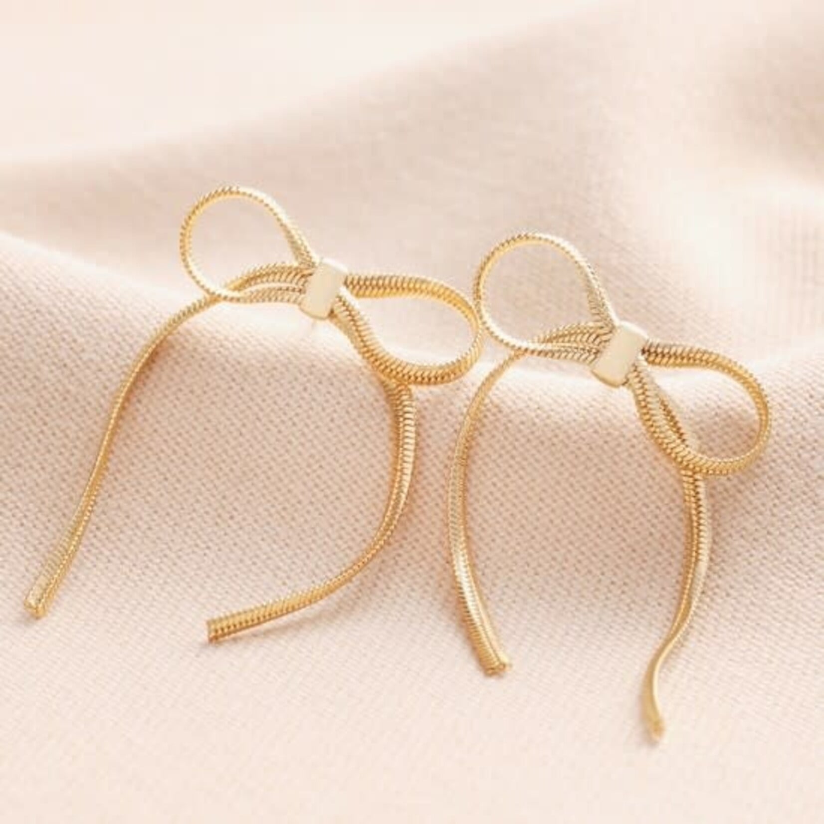 Lisa Angel Bow Snake Chain Statement Stud Earrings in Gold