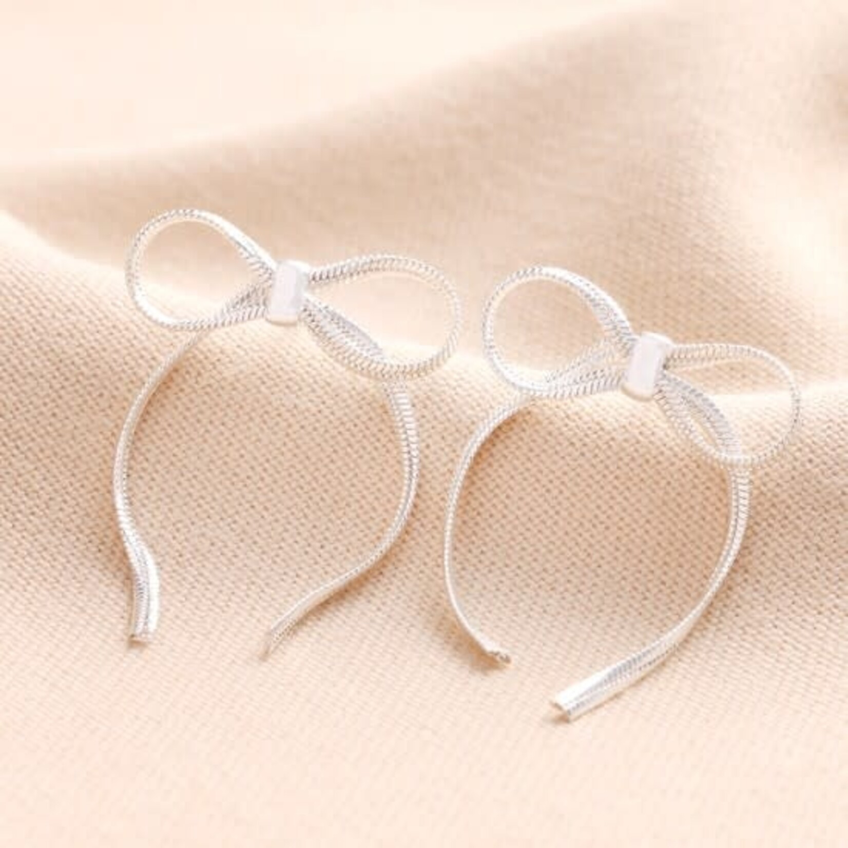 Lisa Angel Bow Snake Chain Statement Stud Earrings in Silver