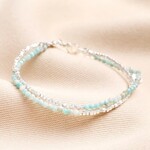 Lisa Angel Blue Semi-Precious Stone Layered Beaded Bracelet in Silver