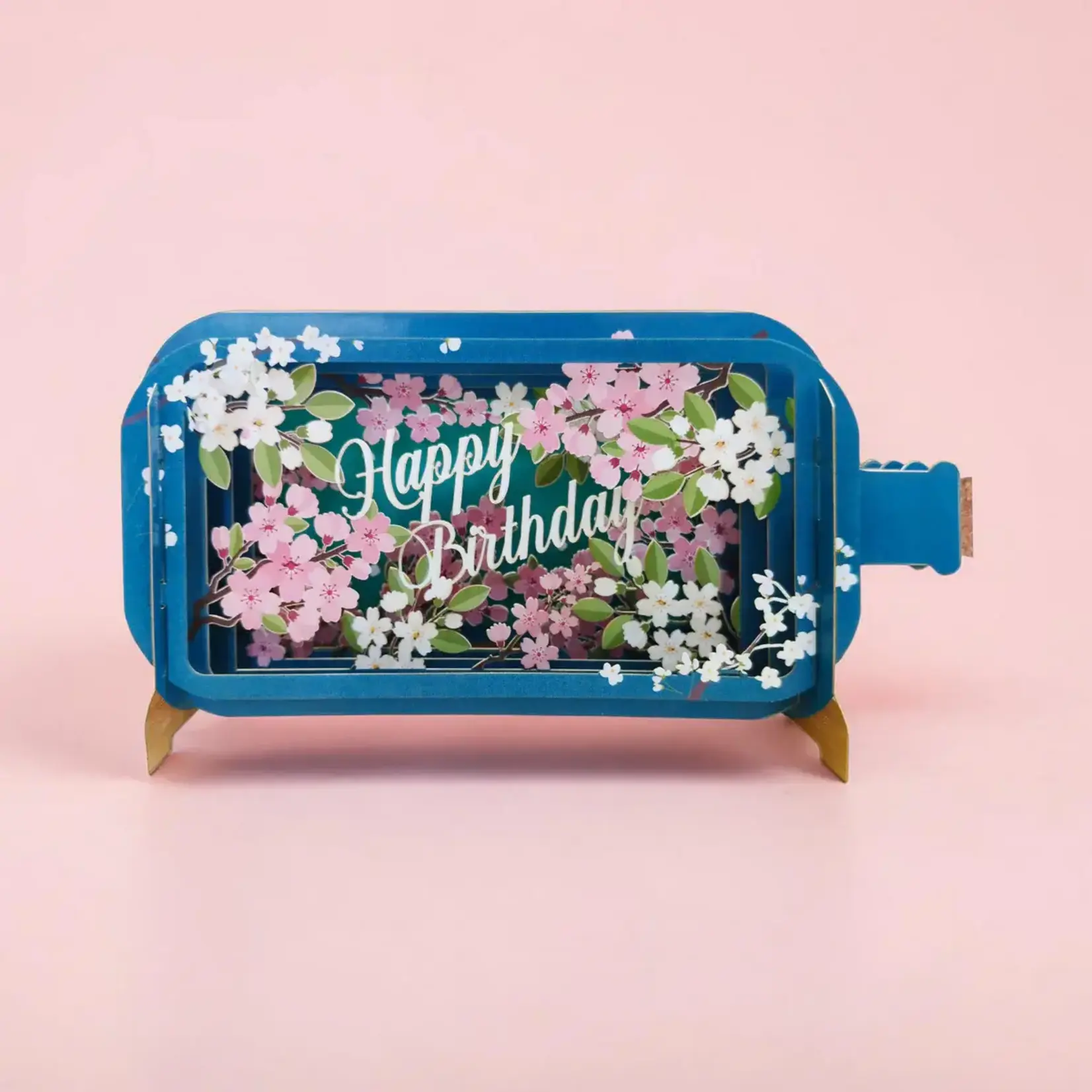AllJoy Design Cherry Blossom Happy Birthday 3D Pop Up Bottle Card