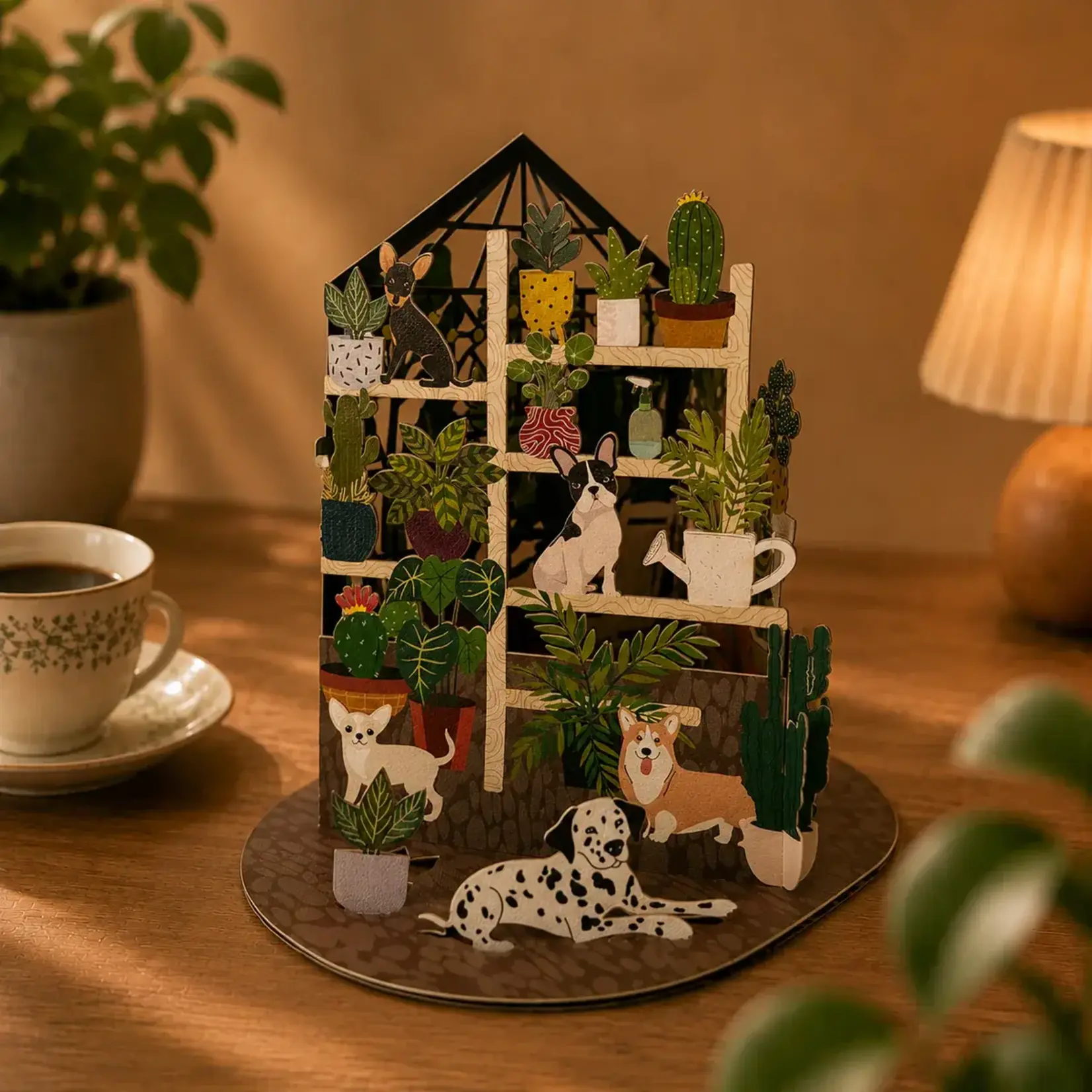 AllJoy Design Cosy Greenhouse Botanical Pets Dog Pop Up Little Moments Card
