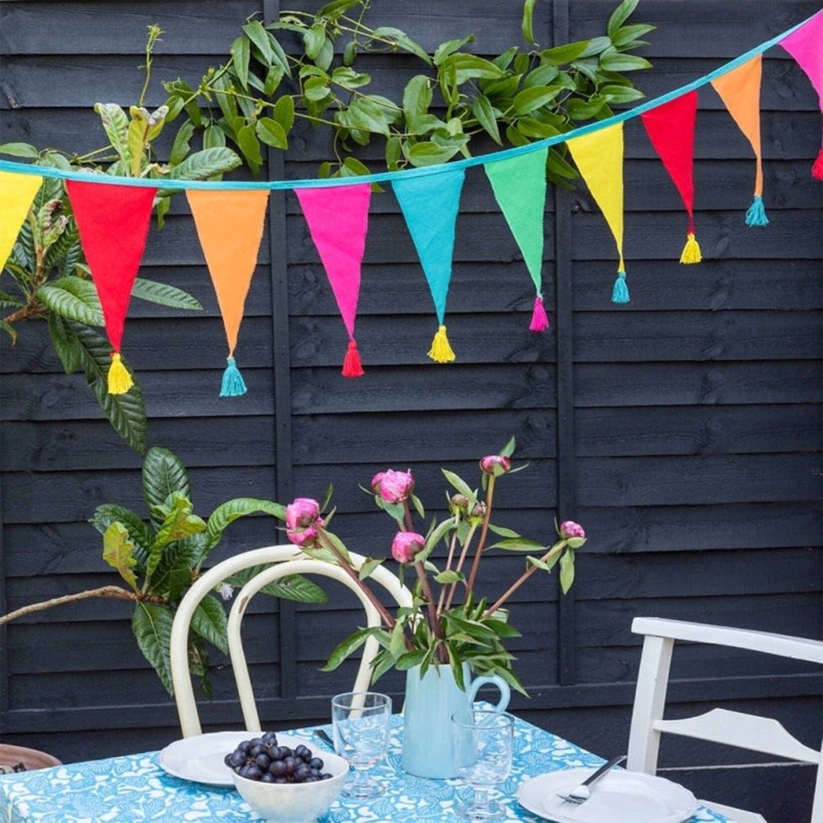 Colourful tasselled cotton bunting 3 metres