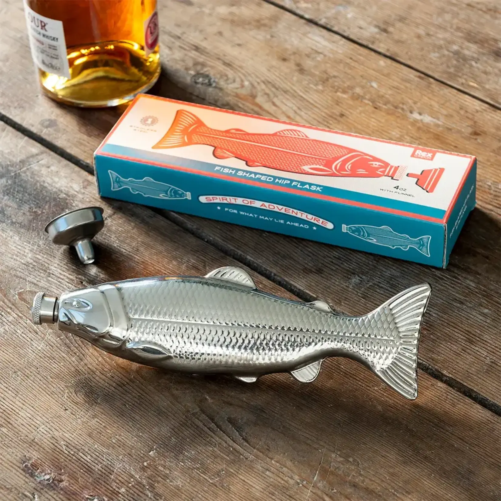 Spirit of Adventure Fish-shaped stainless steel hip flask