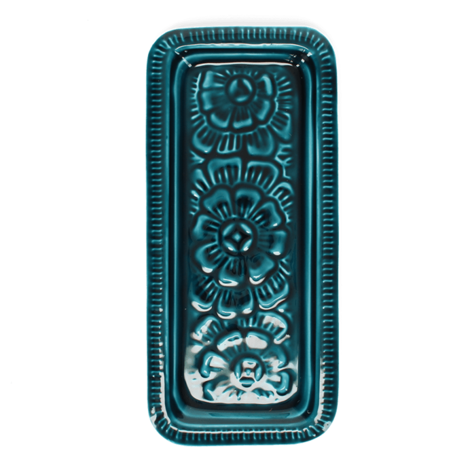 Turquoise Rectangular enamel trinket tray