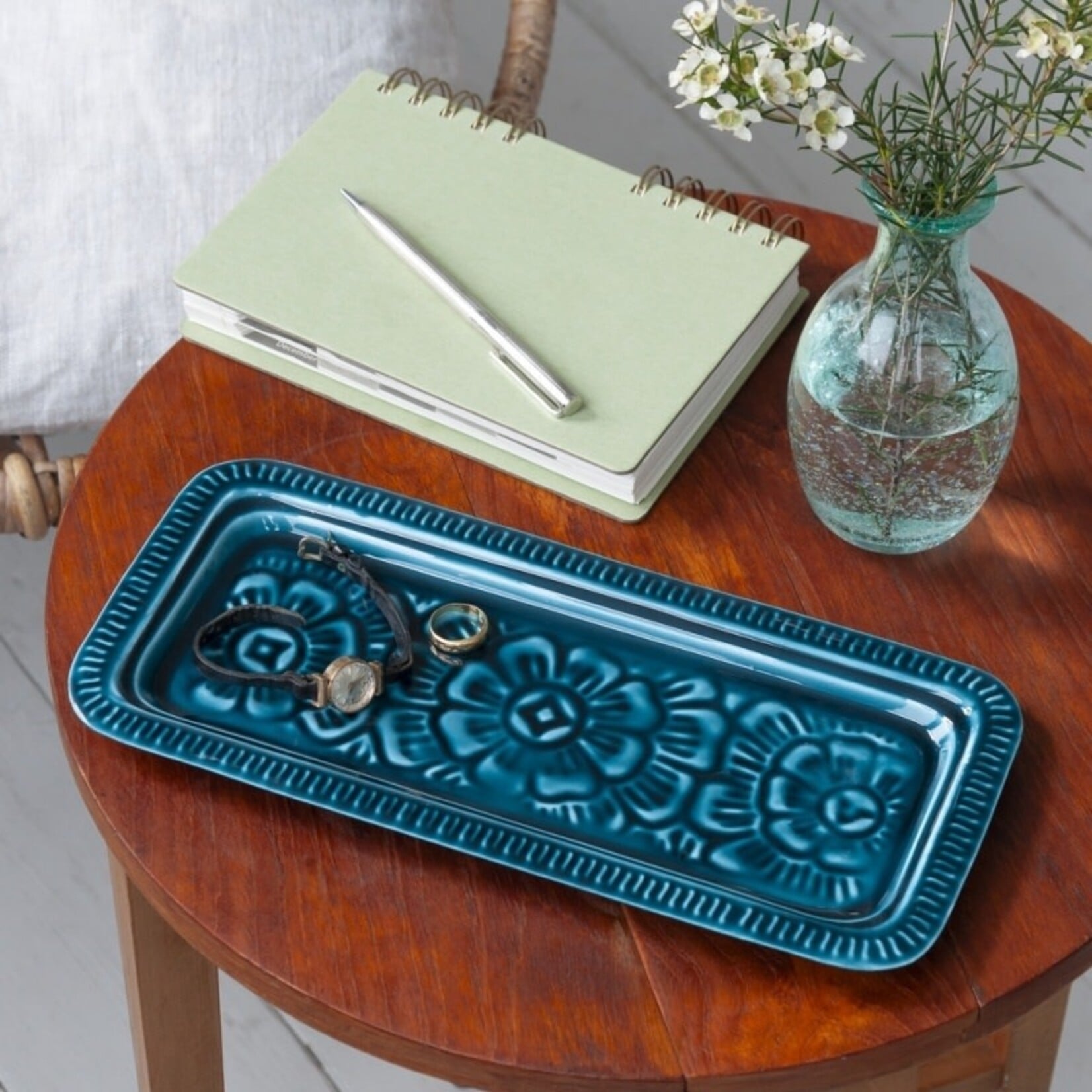 Turquoise Rectangular enamel trinket tray
