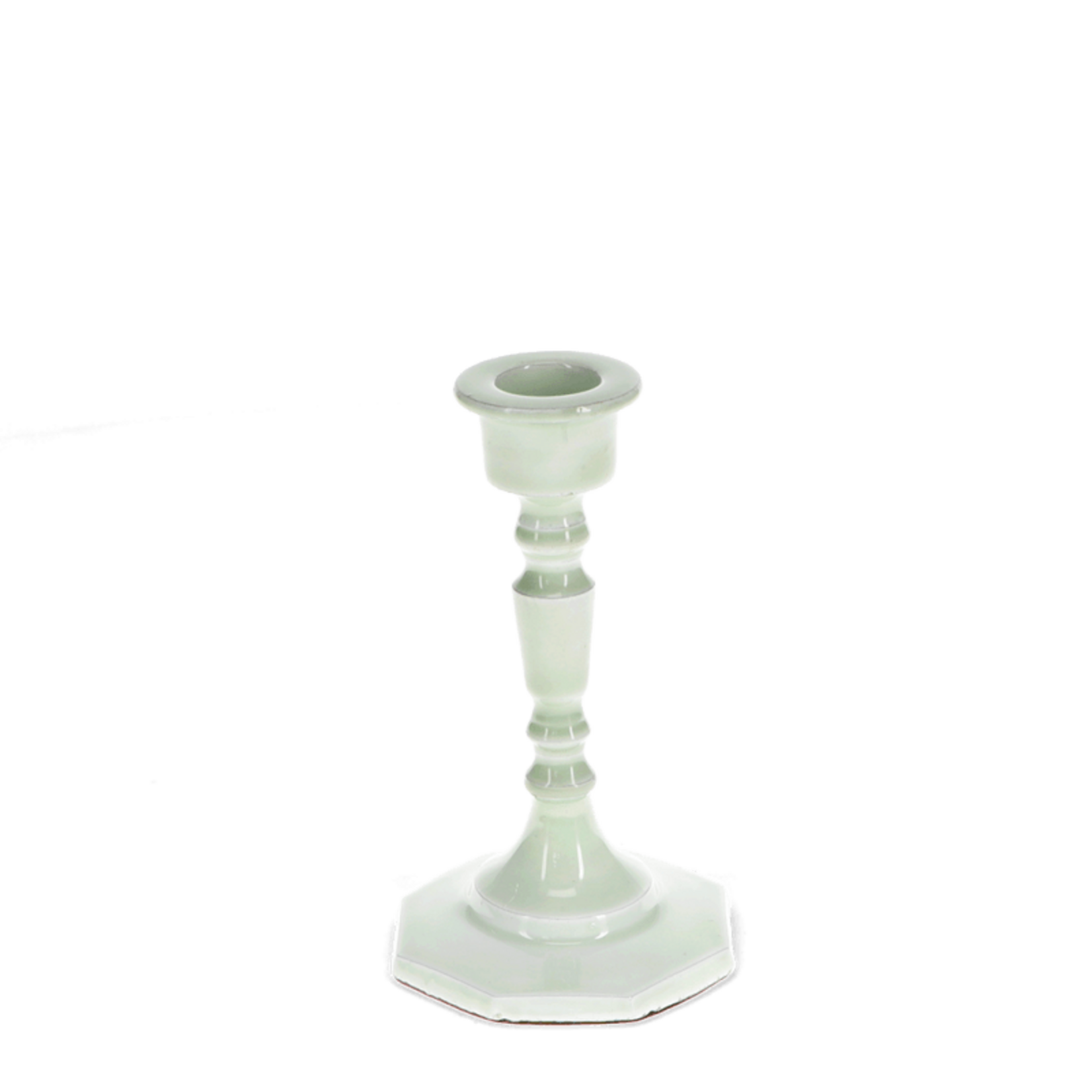 Light grey Enamel candlestick 13cm