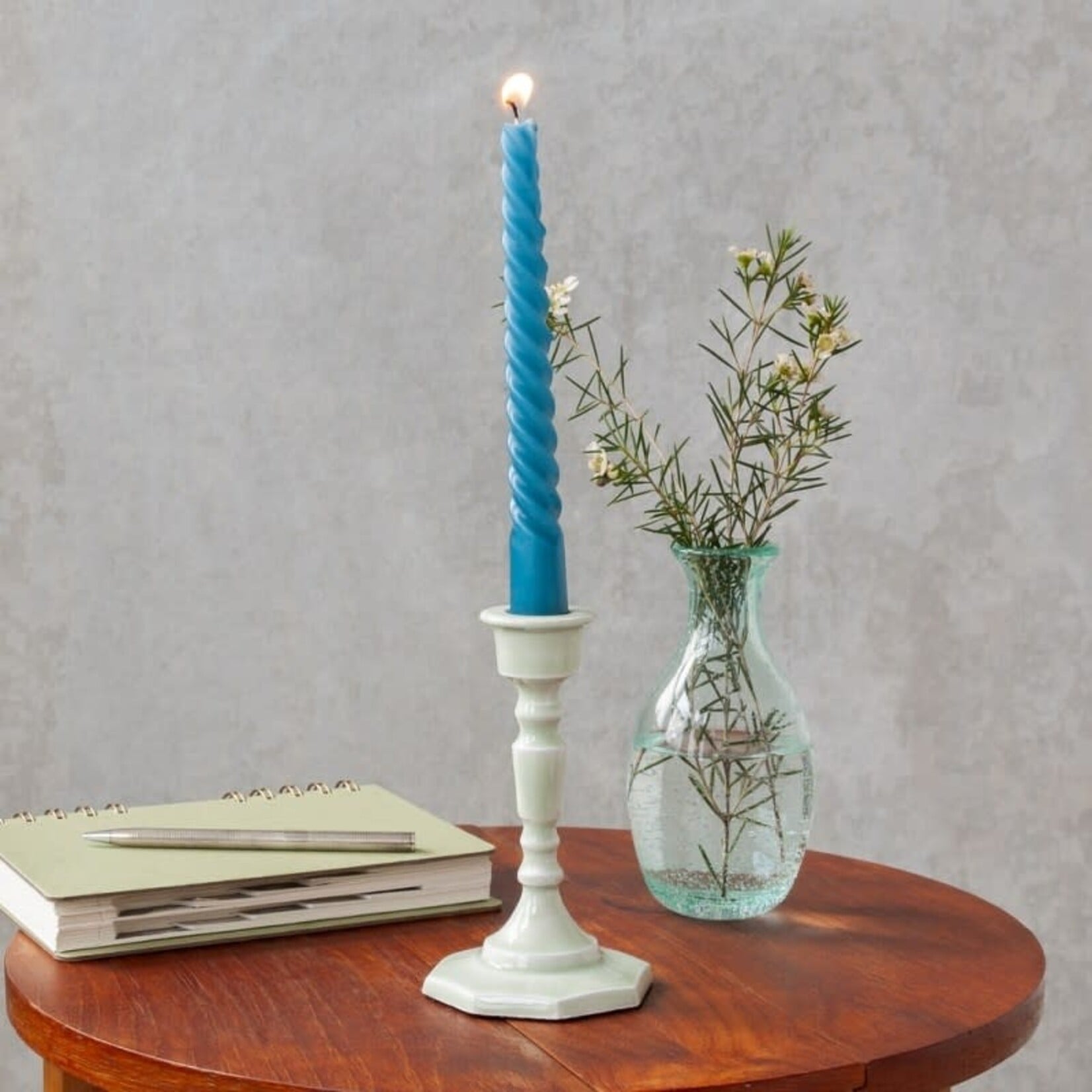 Light grey Enamel candlestick 13cm