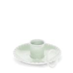 Light grey Enamel chamberstick candle holder