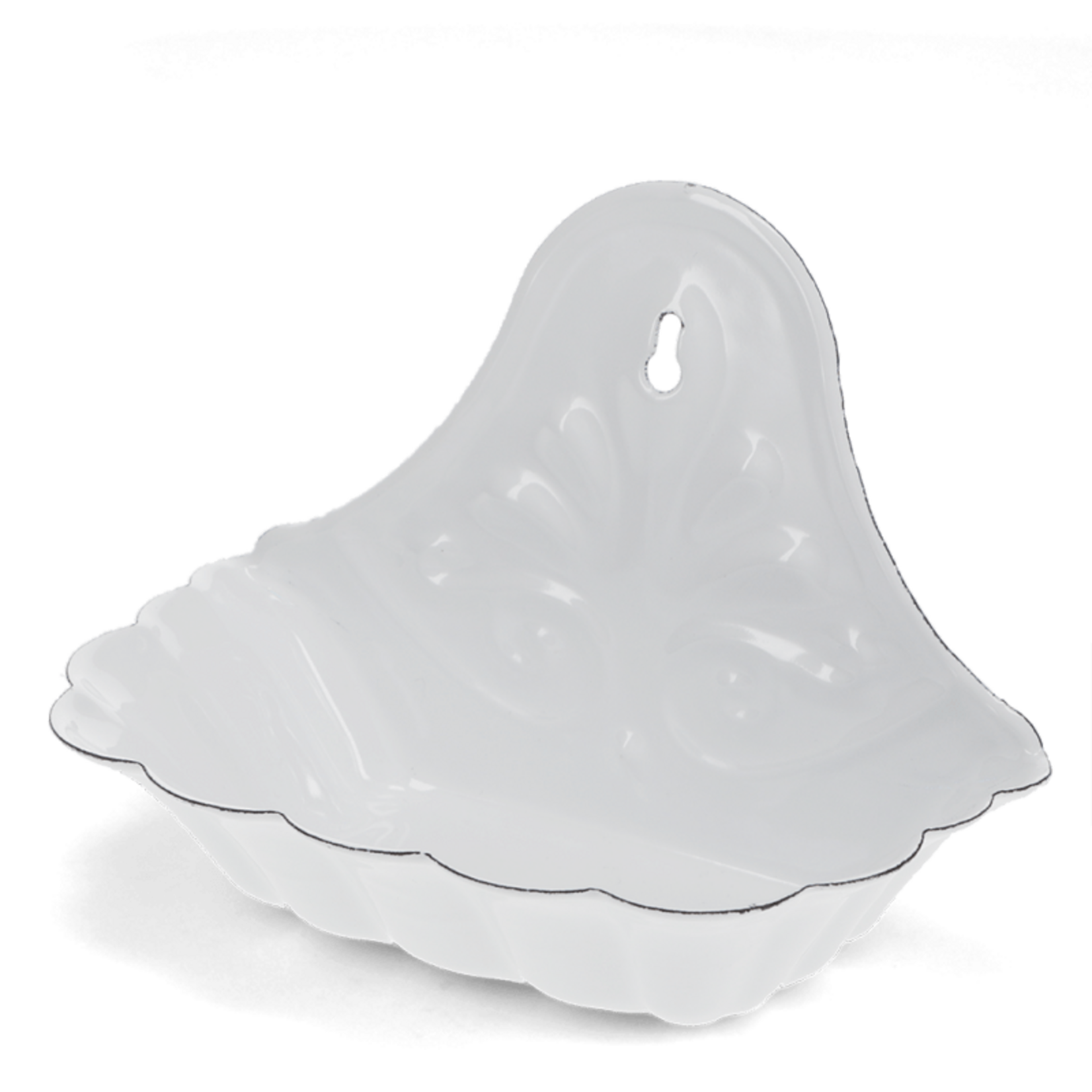 White Wall-mounted enamel soap dish