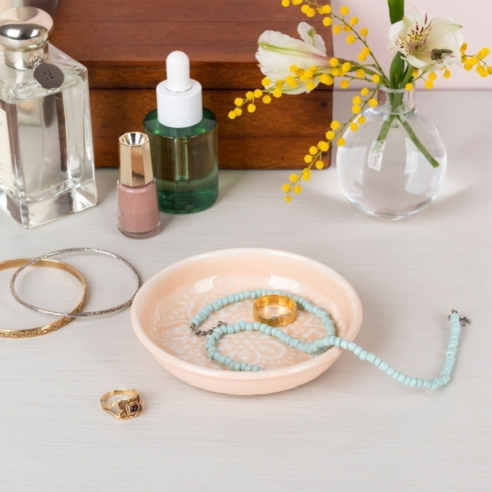 Soft pink Enamel trinket dish 10cm
