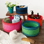 Woven jute decorative baskets (set of 4) - Multi-colour